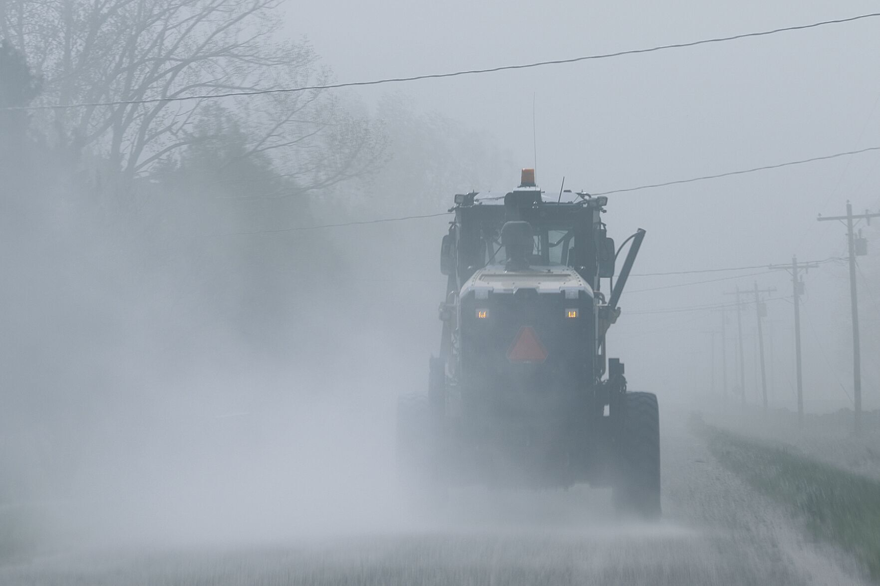 Blinding dust storm makes roads treacherous
